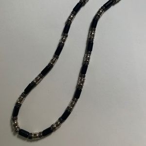 Men's Necklace, Black & Silver